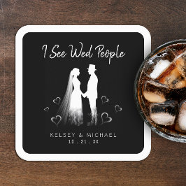 Porta-copo De Papel Quadrado I See Wed People Gothic Ghost Halloween Wedding