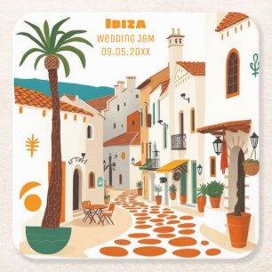 Porta-copo De Papel Quadrado Ibiza Eivissa - Festa de Casamento Espanha
