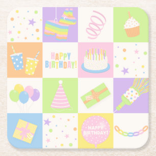 Porta-copo De Papel Quadrado Ícones de Cozinhas de Papel de Festa de Aniversári