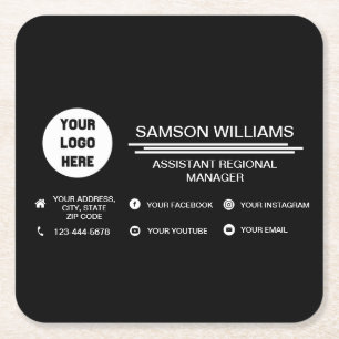 Porta-copo De Papel Quadrado Ícones de mídia social minimalista do logotipo per