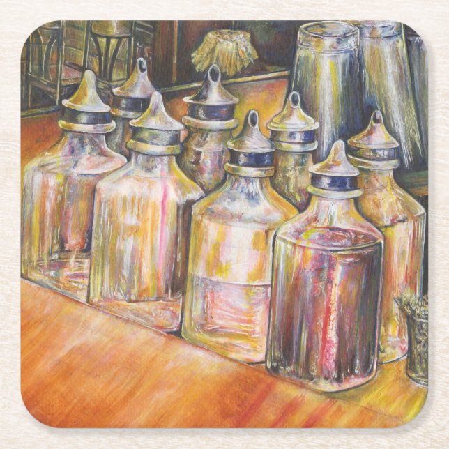 Porta-copo De Papel Quadrado Ideografia da luz Ouro (Frente)