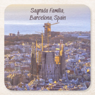 Porta-copo De Papel Quadrado Igreja Católica Sagrada Família, Barcelona, Espa