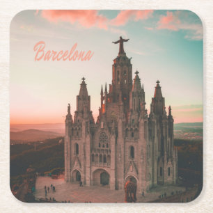 Porta-copo De Papel Quadrado Igreja Espanha de Barcelona