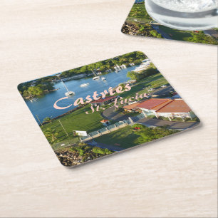 Porta-copo De Papel Quadrado Ilha Caribe Santo Lucia