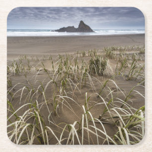 Porta-copo De Papel Quadrado Ilha da praia   Panatahi de Karekare, costa oeste