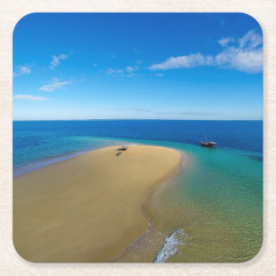 Porta-copo De Papel Quadrado Ilha do Ibo do bar e do Dhow   de areia,