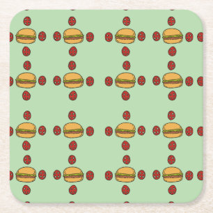 Porta-copo De Papel Quadrado Illustration of hamburger patterns