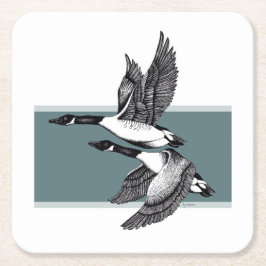 Porta-copo De Papel Quadrado Ilustração a preto e branco do Canadá Ganso