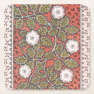 Porta-copo De Papel Quadrado Ilustração de Arte de Rosa Selvagem Flor Vintage