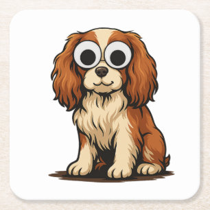 Porta-copo De Papel Quadrado Ilustração de cachorrinho com olhos arregalados fo