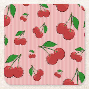 Porta-copo De Papel Quadrado Ilustração de Cerejas