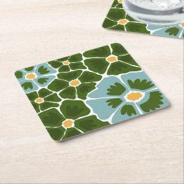 Porta-copo De Papel Quadrado Ilustração Floral