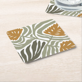 Porta-copo De Papel Quadrado Ilustração Floral
