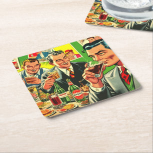 Porta-copo De Papel Quadrado Ilustração História em quadrinhos de Bebidas do Ba