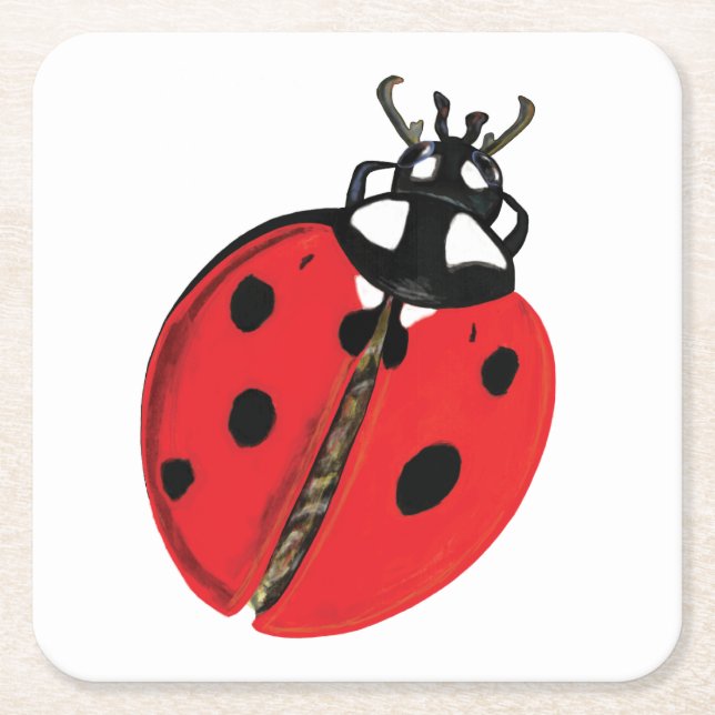 Porta-copo De Papel Quadrado Ilustração Lady Bug (Frente)