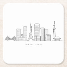 Ilustração Minimalista da Silhueta de Tóquio