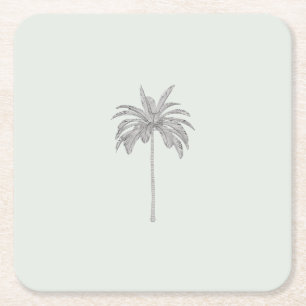 Porta-copo De Papel Quadrado Ilustração Minimalista de Palmeira Tropical para C