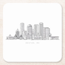 Ilustração Minimalista do Horizonte de Boston