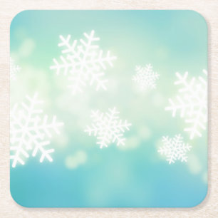 Porta-copo De Papel Quadrado Ilustração rasteira de flocos de neve brilhantes