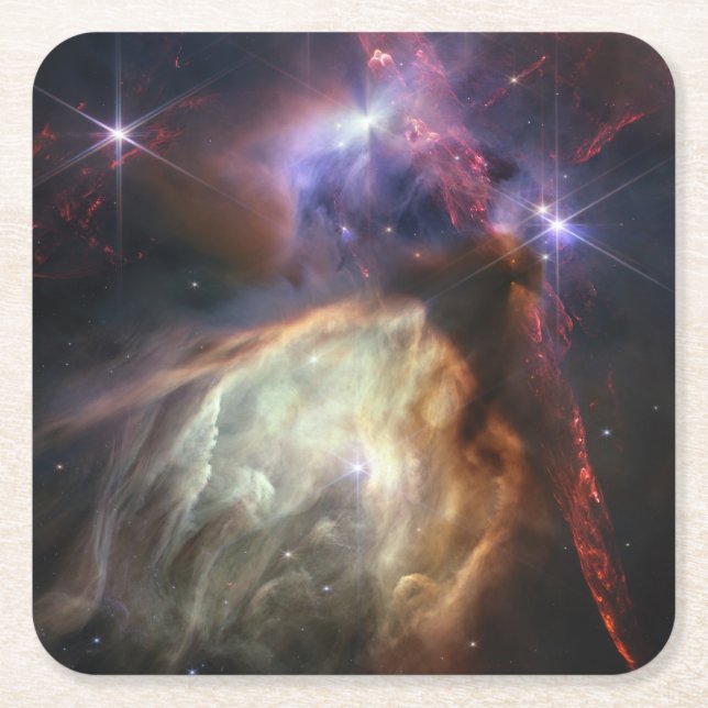 Porta-copo De Papel Quadrado Imagem JWST de estrelas Rho Ophiuchi (Frente)