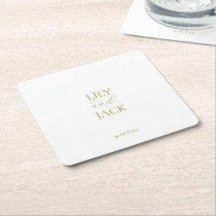 Porta-copo De Papel Quadrado Imitação mínima Dourada Porta copos do Livro Branc