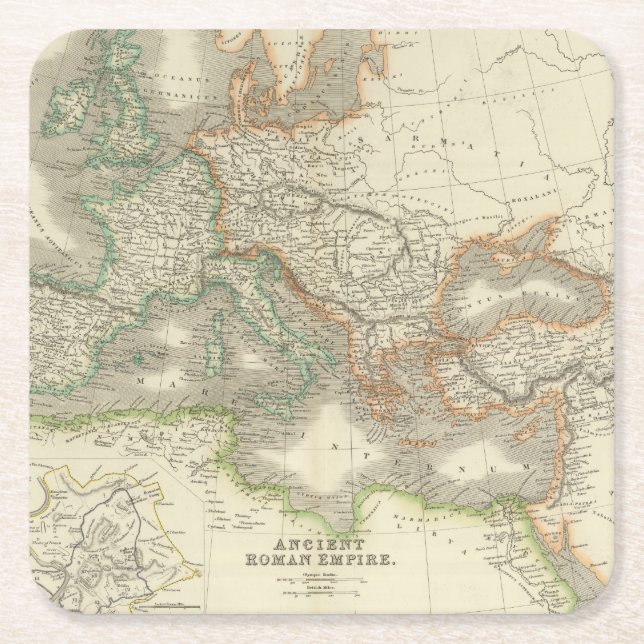 Porta-copo De Papel Quadrado Império romano antigo (Frente)