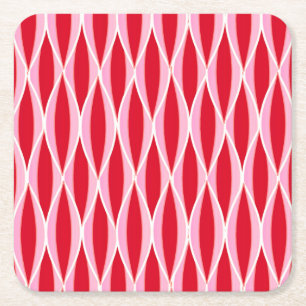 Porta-copo De Papel Quadrado Impressão da fita do meio século - vermelho escu