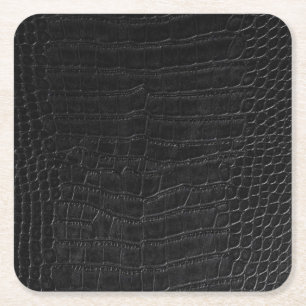 Porta-copo De Papel Quadrado Impressão de Couro de Jacaré Crocodilo Preto Falso