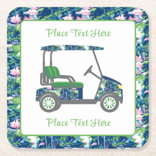 Porta-copo De Papel Quadrado Impressão de Golfe Elegante Carrinho de Golfe