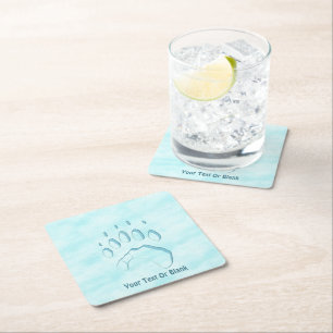 Porta-copo De Papel Quadrado Impressão de Pata de Urso Polar