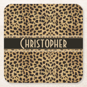 Porta-copo De Papel Quadrado Impressão de pele de Leopard Spot Personalizada