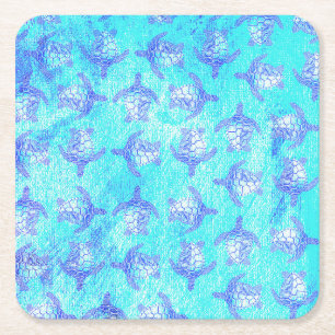 Porta-copo De Papel Quadrado Impressão de Tartaruga do Mar Azul