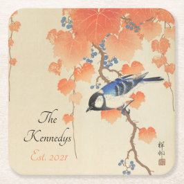 Porta-copo De Papel Quadrado Impressão de Vintage de Watercolor Japonês com Pás