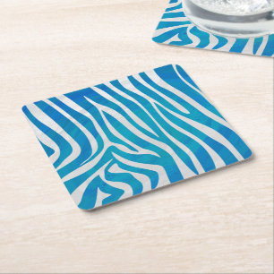Porta-copo De Papel Quadrado Impressão de Zebra Azul e Branco