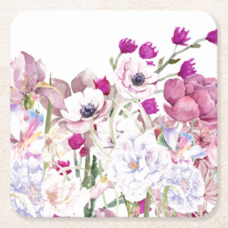 Porta-copo De Papel Quadrado Impressão Floral Ilustrada à Mão