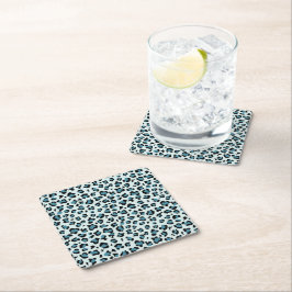 Porta-copo De Papel Quadrado Impressão Leopardo, Manchas Leopardo, Leopardo Azu