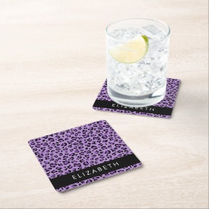 Porta-copo De Papel Quadrado Impressão Leopardo, Manchas, Leopardo Roxo, Seu No