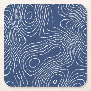 Porta-copo De Papel Quadrado Impressão Orgânico Topográfico da Linha da Terra.