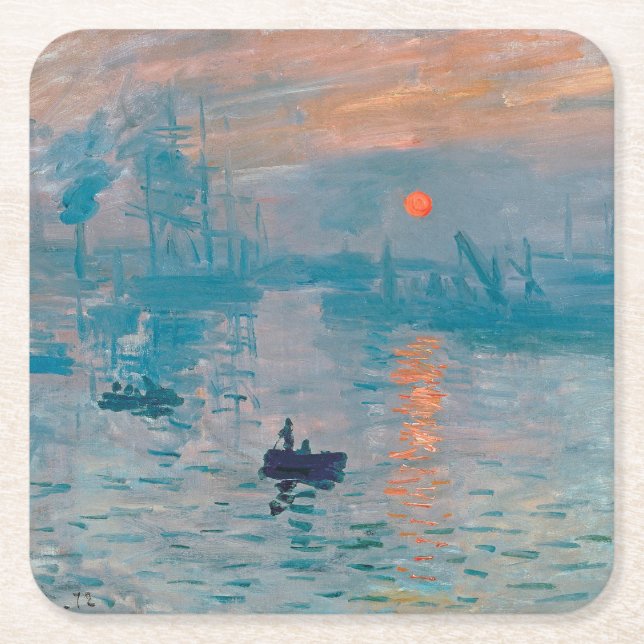Porta-copo De Papel Quadrado Impression Sunrise Claude Monet  (Frente)
