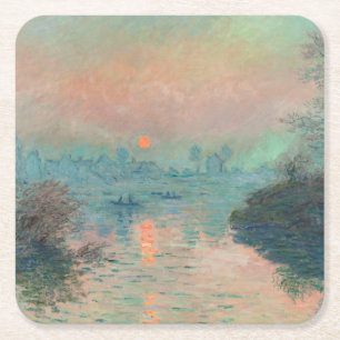 Porta-copo De Papel Quadrado Impressionismo das Belas Artes do Monet Sunset