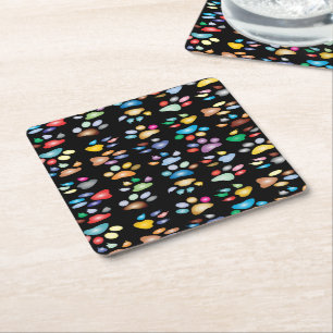 Porta-copo De Papel Quadrado Impressões coloridas da pata