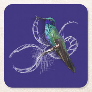 Porta-copo De Papel Quadrado Incrível Hummingbird - personalize adicionando nom