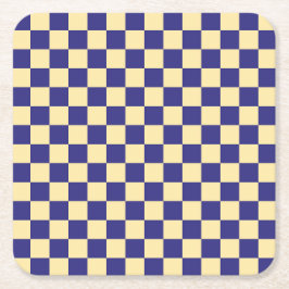 Porta-copo De Papel Quadrado Indigo and butter checkerboard pattern
