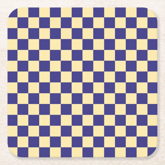 Porta-copo De Papel Quadrado Indigo and butter checkerboard pattern (Frente)