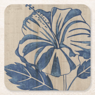 Porta-copo De Papel Quadrado Indigo Hibiscus