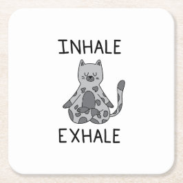 Porta-copo De Papel Quadrado Inhale Exhale Yoga Cat