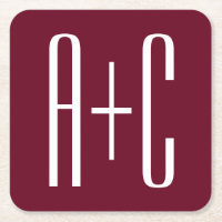 Iniciais de Casais simples | Branca e Borgonha