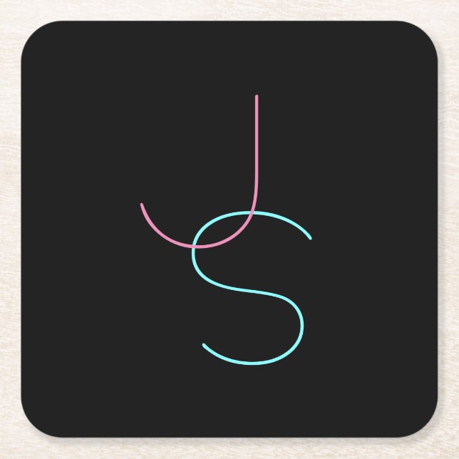 Porta-copo De Papel Quadrado Iniciais modernas e elegantes editáveis (Frente)