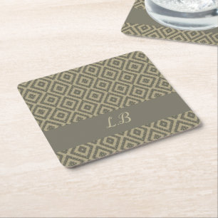 Porta-copo De Papel Quadrado Iniciais personalizadas Padrão de tijolos de cinza
