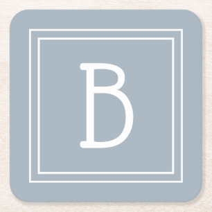 Porta-copo De Papel Quadrado Inicial Monogramática em Azul e Branco de Fazenda 